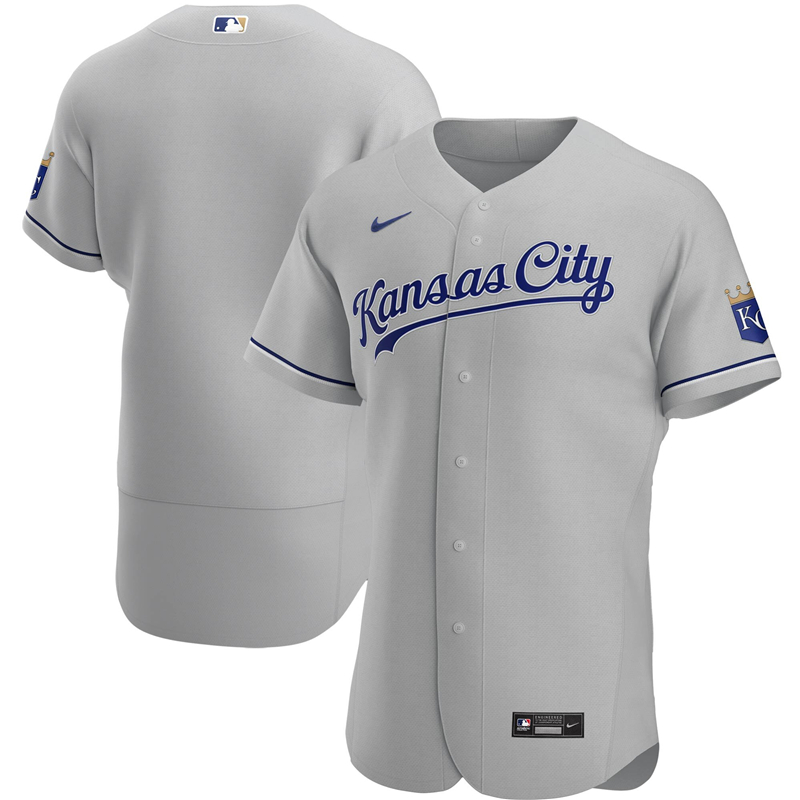 2020 MLB Men Kansas City Royals Nike Gray Road 2020 Authentic Jersey 1
